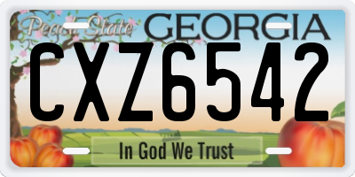 GA license plate CXZ6542