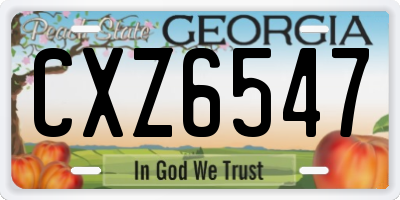 GA license plate CXZ6547