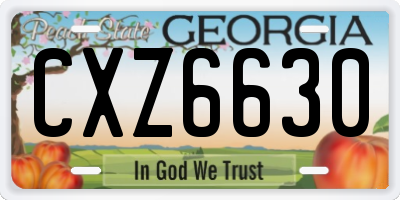 GA license plate CXZ6630