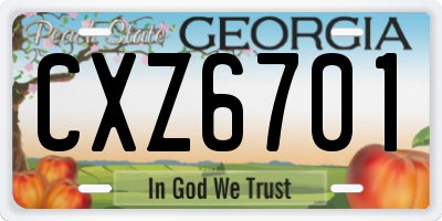 GA license plate CXZ6701