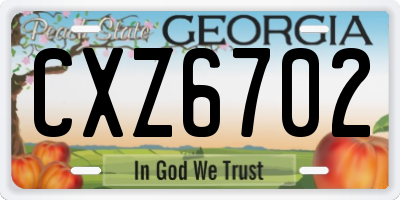 GA license plate CXZ6702