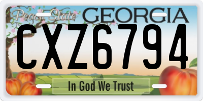 GA license plate CXZ6794