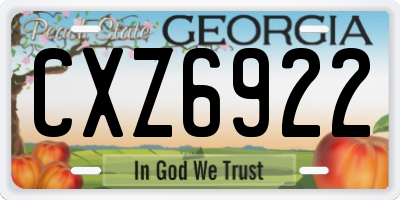 GA license plate CXZ6922