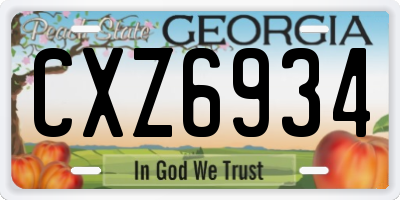 GA license plate CXZ6934
