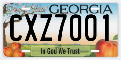 GA license plate CXZ7001