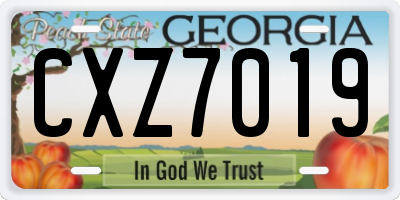 GA license plate CXZ7019