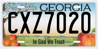 GA license plate CXZ7020