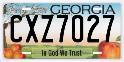 GA license plate CXZ7027