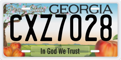 GA license plate CXZ7028