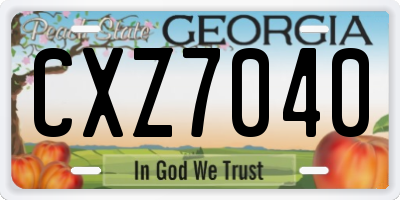 GA license plate CXZ7040