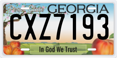 GA license plate CXZ7193
