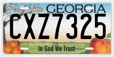 GA license plate CXZ7325