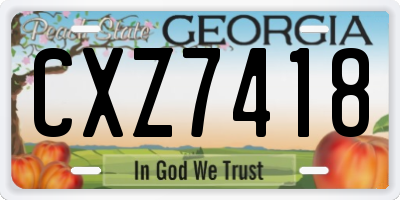 GA license plate CXZ7418