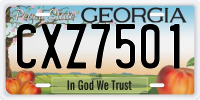 GA license plate CXZ7501