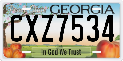 GA license plate CXZ7534