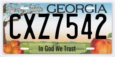 GA license plate CXZ7542