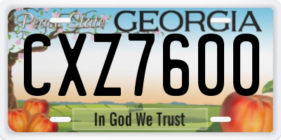 GA license plate CXZ7600