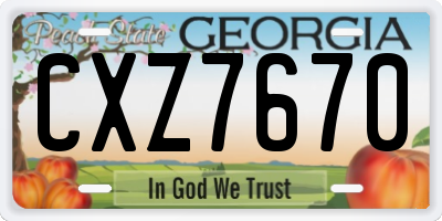 GA license plate CXZ7670