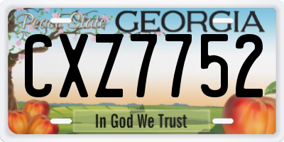 GA license plate CXZ7752