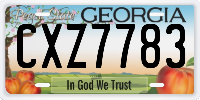 GA license plate CXZ7783