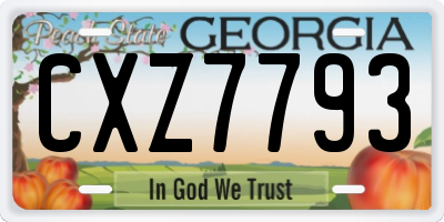 GA license plate CXZ7793