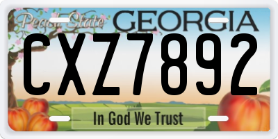 GA license plate CXZ7892