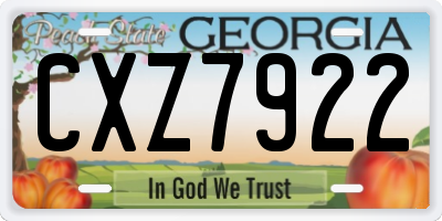 GA license plate CXZ7922