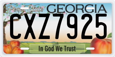 GA license plate CXZ7925