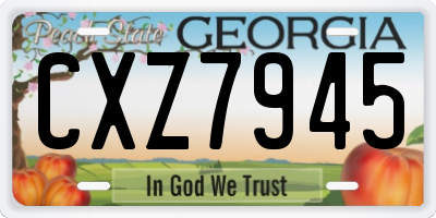 GA license plate CXZ7945