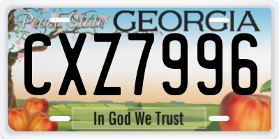 GA license plate CXZ7996