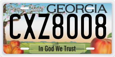 GA license plate CXZ8008