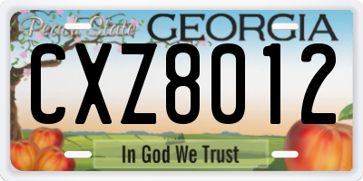 GA license plate CXZ8012