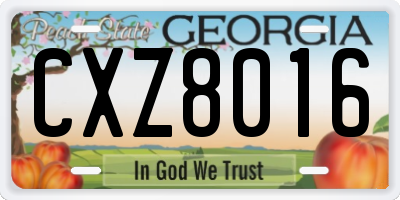 GA license plate CXZ8016