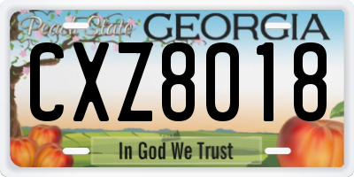 GA license plate CXZ8018