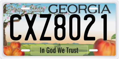 GA license plate CXZ8021