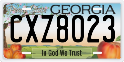 GA license plate CXZ8023