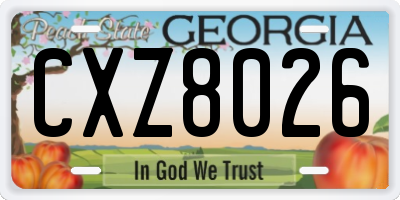 GA license plate CXZ8026