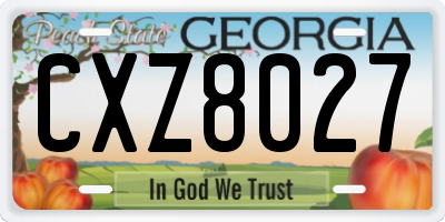 GA license plate CXZ8027