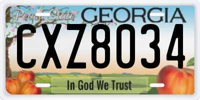 GA license plate CXZ8034