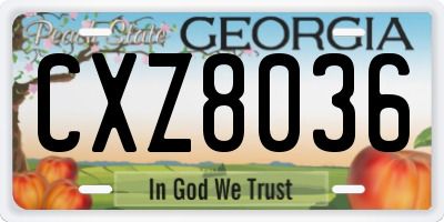GA license plate CXZ8036