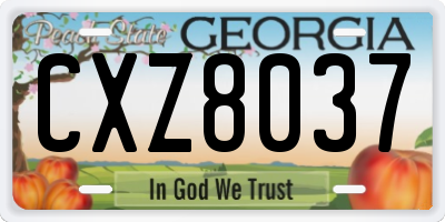 GA license plate CXZ8037