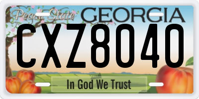 GA license plate CXZ8040