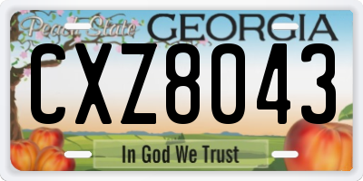 GA license plate CXZ8043