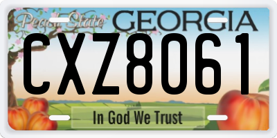 GA license plate CXZ8061