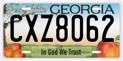 GA license plate CXZ8062