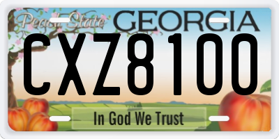 GA license plate CXZ8100