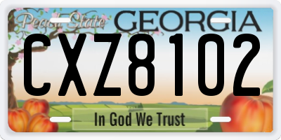 GA license plate CXZ8102