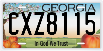 GA license plate CXZ8115