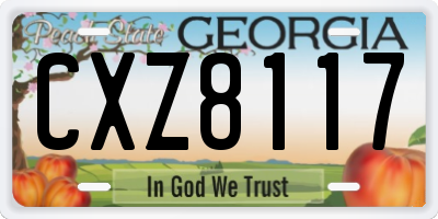 GA license plate CXZ8117
