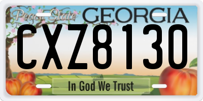 GA license plate CXZ8130